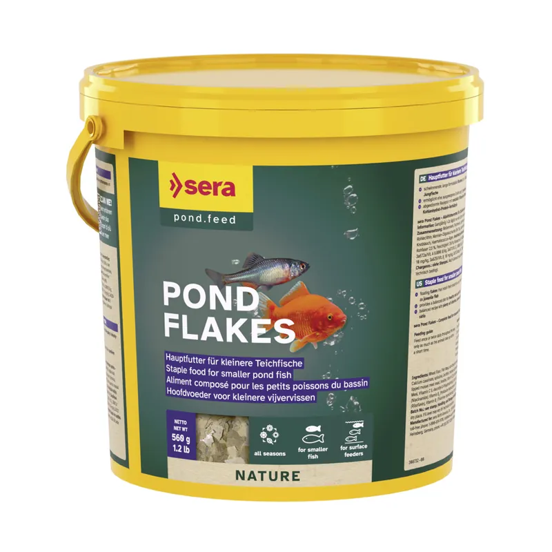 Meistverkauft sera pond flakes 3,8 Liter -Hauptfutter für alle kleineren Teichfische-